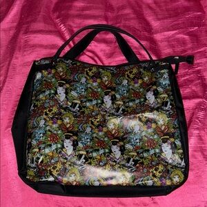 Ed Hardy Black Floral Tapestry Tote